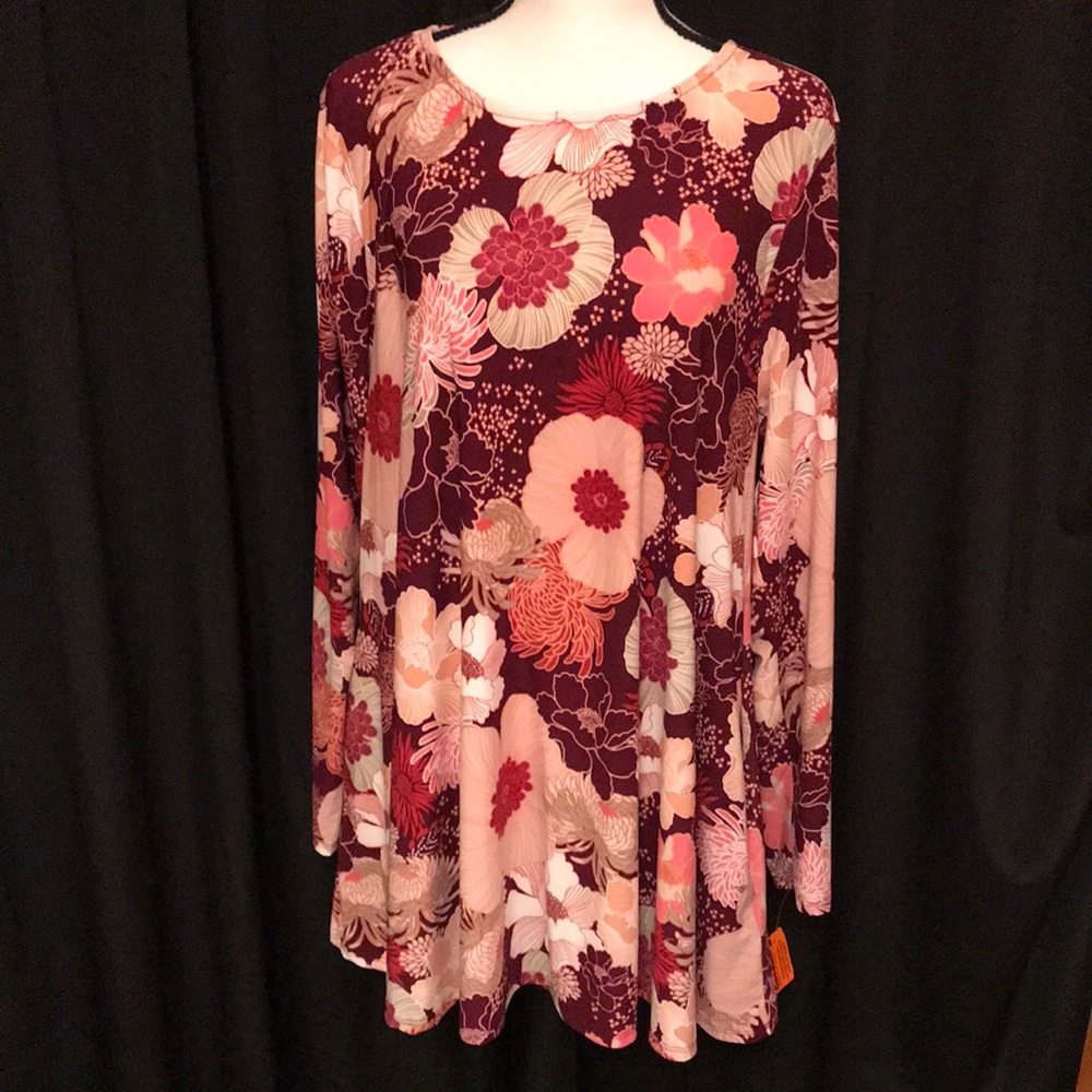 Boho Fall Floral Flare Tunic Top by Mai Soli